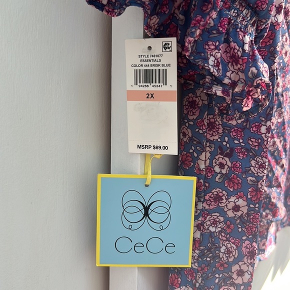 CeCe Bloom Print Ruffle Top - Picture 3 of 5